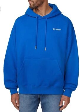 Off-White Men's Royal Blue Logo Pullover Hoodie